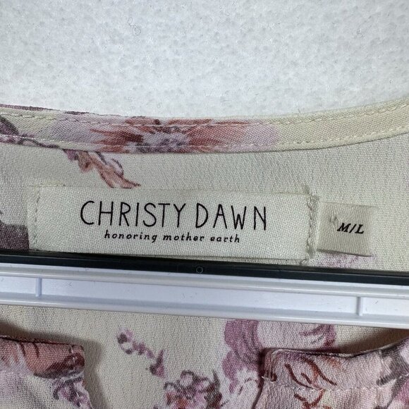 Christy Dawn Ivory Floral Tiered Maxi Dress Size M/L Recycled Deadstock Fabric - Picture 3 of 12